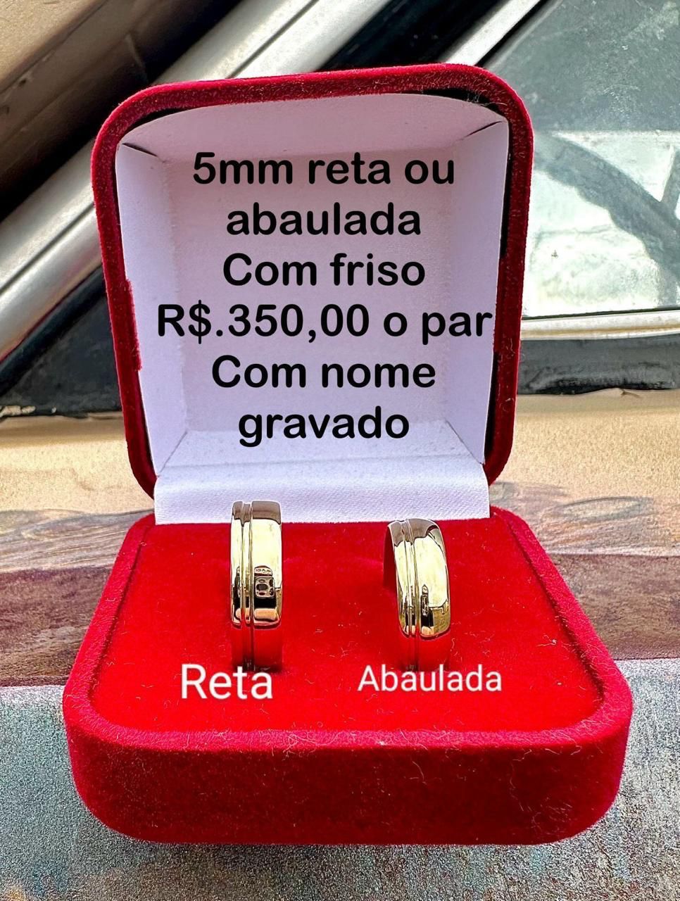 Aliança 5 mm com friso - LEIA A DESCRIÇÃO