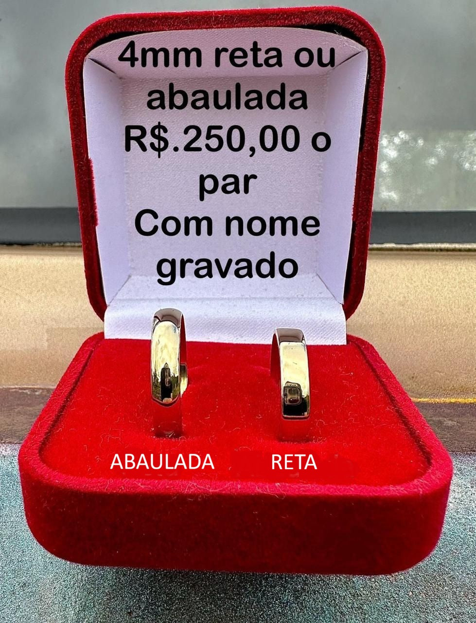 Aliança 4 mm - LEIA A DESCRIÇÃO